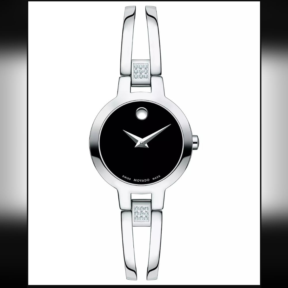 MOVADO Amorosa Silver & Black with diamond accent - Picture 8 of 14